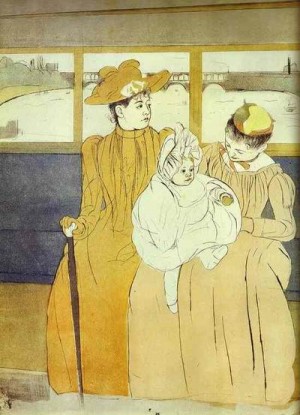 Oil the Painting - In the Omnibus. 1890-1891 by Cassatt,Mary