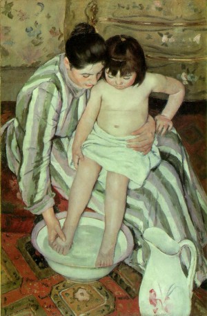 Oil the Painting - La Toilette ( The Bath)     c. 1891 by Cassatt,Mary