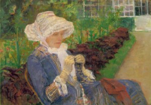 Oil garden Painting - Lydia Crocheting in the Garden at Marly  1880 by Cassatt,Mary