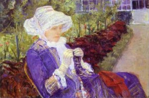 Oil garden Painting - Lydia Crocheting in the Garden at Marly. 1880 by Cassatt,Mary