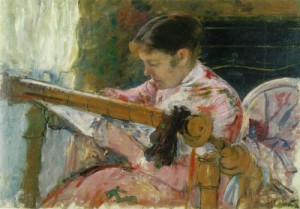 Oil cassatt,mary Painting - Lydia Seated at an Embroidery Frame 1880-81 by Cassatt,Mary