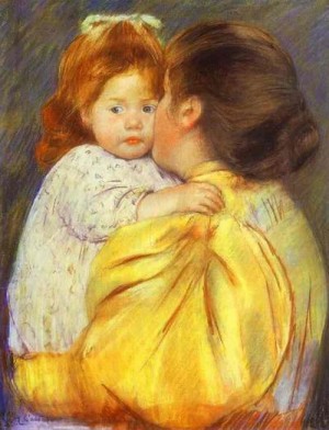 Oil cassatt,mary Painting - Maternal Kiss. 1897 by Cassatt,Mary