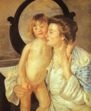 Oil cassatt,mary Painting - Mother and Child (The Oval Mirror)   1901 by Cassatt,Mary
