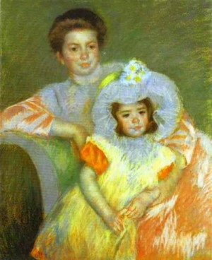 Oil cassatt,mary Painting - Reine Lefevre and Margot. c. 1902 by Cassatt,Mary