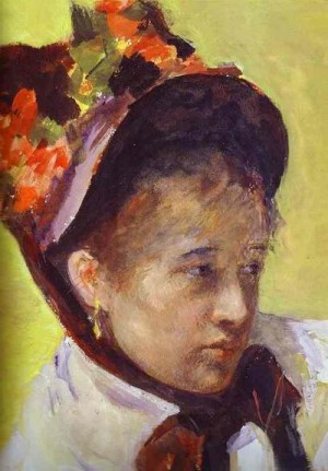 Oil portrait Painting - Self Portrait  Detail. c. 1878 by Cassatt,Mary