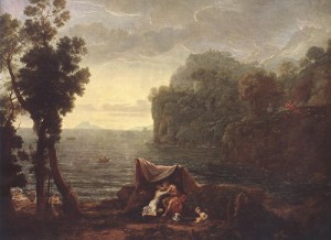 Oil landscape Painting - Landscape with Acis and Galathe  1657 by Claude Lorrain