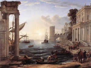 Oil claude lorrain Painting - Seaport with the Embarkation of the Queen of Sheba   1648 by Claude Lorrain