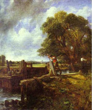 Oil constable,john Painting - The Lock (A Boat Passing a Lock). 1824 by Constable,John