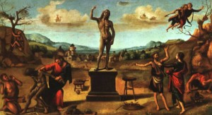 Oil cosimo, piero di Painting - The Myth of Prometheus    1515 by Cosimo, Piero di
