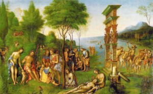 Oil costa, lorenzo Painting - The Reign of Comus (begun by Mantegna, most work done by Costa after Mantegna's death) by Costa, Lorenzo