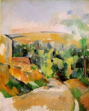Oil the Painting - A Bend In The Road by Cezanne,Paul
