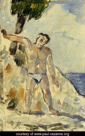 Oil cezanne,paul Painting - Bather With Arms Spread by Cezanne,Paul