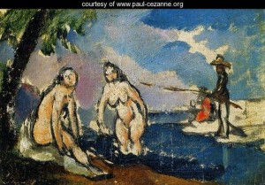 Oil cezanne,paul Painting - Bathers And Fisherman With A Line by Cezanne,Paul