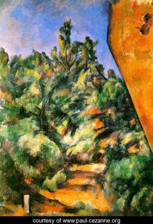 Oil red Painting - Bibemus The Red Rock by Cezanne,Paul