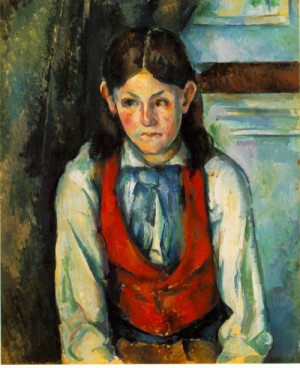 Oil red Painting - Boy in a Red Vest 1888-90 by Cezanne,Paul