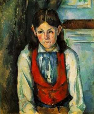 Oil red Painting - Boy In A Red Vest 4 by Cezanne,Paul