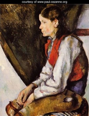 Oil red Painting - Boy In A Red Vest2 by Cezanne,Paul
