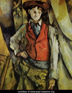 Oil red Painting - Boy In A Red Vest3 by Cezanne,Paul