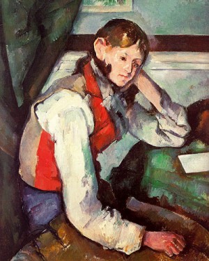 Oil red Painting - Boy in a Red Waistcoat, 1890-95 by Cezanne,Paul