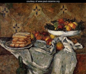Oil Painting - Compotier And Plate Of Biscuits by Cezanne,Paul