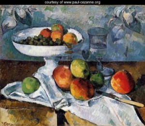 Oil Painting - Compotier Glass And Apples Aka Still Life With Compotier by Cezanne,Paul