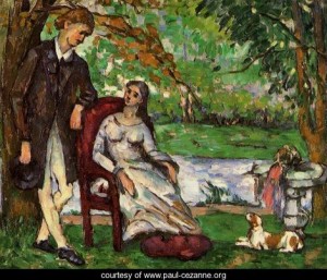 Oil Painting - Couple In A Garden Aka The Conversation by Cezanne,Paul