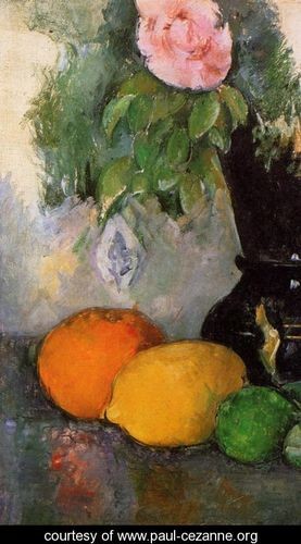 Oil cezanne,paul Painting - Flowers And Fruit by Cezanne,Paul