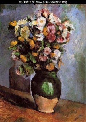 Oil cezanne,paul Painting - Flowers In An Olive Jar by Cezanne,Paul