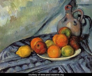 Oil cezanne,paul Painting - Fruit And Jug On A Table by Cezanne,Paul