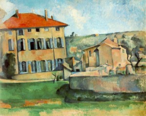 Oil cezanne,paul Painting - House and Farm at Jas de Bouffan 1889-90 by Cezanne,Paul