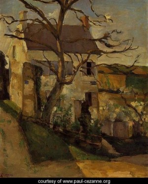 Oil tree Painting - House And Tree The Hermitage Pontoise by Cezanne,Paul