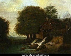 Oil landscape Painting - Landscape With Mill by Cezanne,Paul