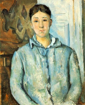 Oil blue Painting - Madame Cezanne in Blue  c.1886 by Cezanne,Paul