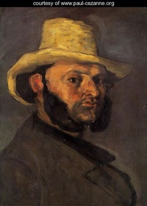 Oil cezanne,paul Painting - Man In A Straw Hat by Cezanne,Paul