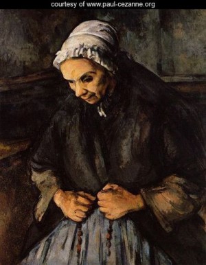 Oil woman Painting - Old Woman With A Rosary by Cezanne,Paul