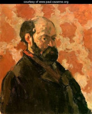 Oil portrait Painting - Self Portrait With A Rose Background by Cezanne,Paul
