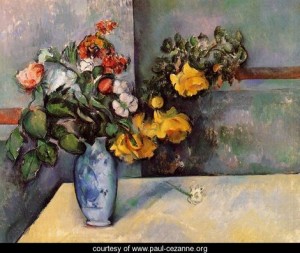 Oil life Painting - Still Life Flowers In A Vase by Cezanne,Paul