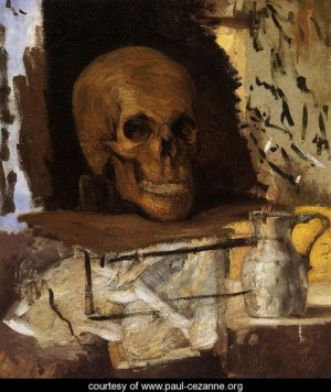 Oil life Painting - Still Life Skull And Waterjug by Cezanne,Paul