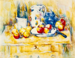 Oil cezanne,paul Painting - Still Life with Apples, a Bottle, and a Milk Pot  1902-1906 by Cezanne,Paul