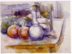 Oil still Painting - Still Life with Carafe, Sugar Bowl, Bottle, Pomegranates, and Watermelon  1900-1906 by Cezanne,Paul