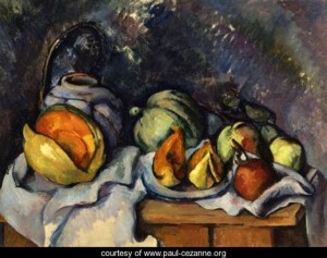Oil still Painting - Still Life with Fruit and a Pot of Ginger by Cezanne,Paul
