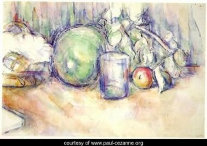 Oil green Painting - Still Life With Green Melon by Cezanne,Paul
