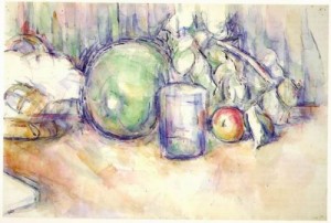 Oil cezanne,paul Painting - Still Life with Green Melon by Cezanne,Paul