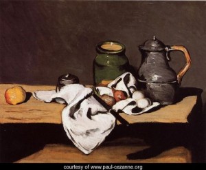 Oil green Painting - Still Life with Green Pot and Pewter Jug by Cezanne,Paul
