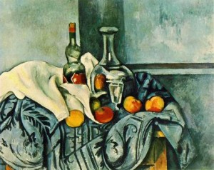 Oil life Painting - Still Life with Peppermint Bottle by Cezanne,Paul