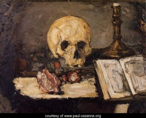 Oil still Painting - Still Life With Skull And Candlestick by Cezanne,Paul