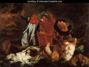 Oil the Painting - The Barque Of Dante (after Delacroix) by Cezanne,Paul