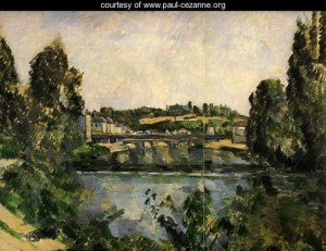 Oil the Painting - The Bridge And Waterfall At Pontoise by Cezanne,Paul