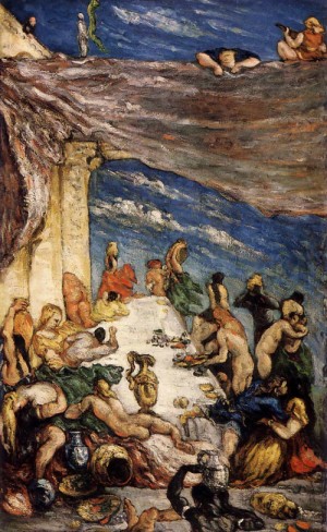 Oil the Painting - The Feast  c.1867 by Cezanne,Paul