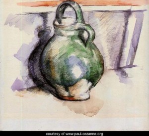 Oil green Painting - The Green Pitcher by Cezanne,Paul